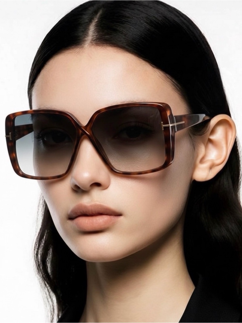 🕶️Tom Ford Yvonne 63 mm Blonde Havana/Blue Gradient Lens Oversized Sunglasses 🕶️